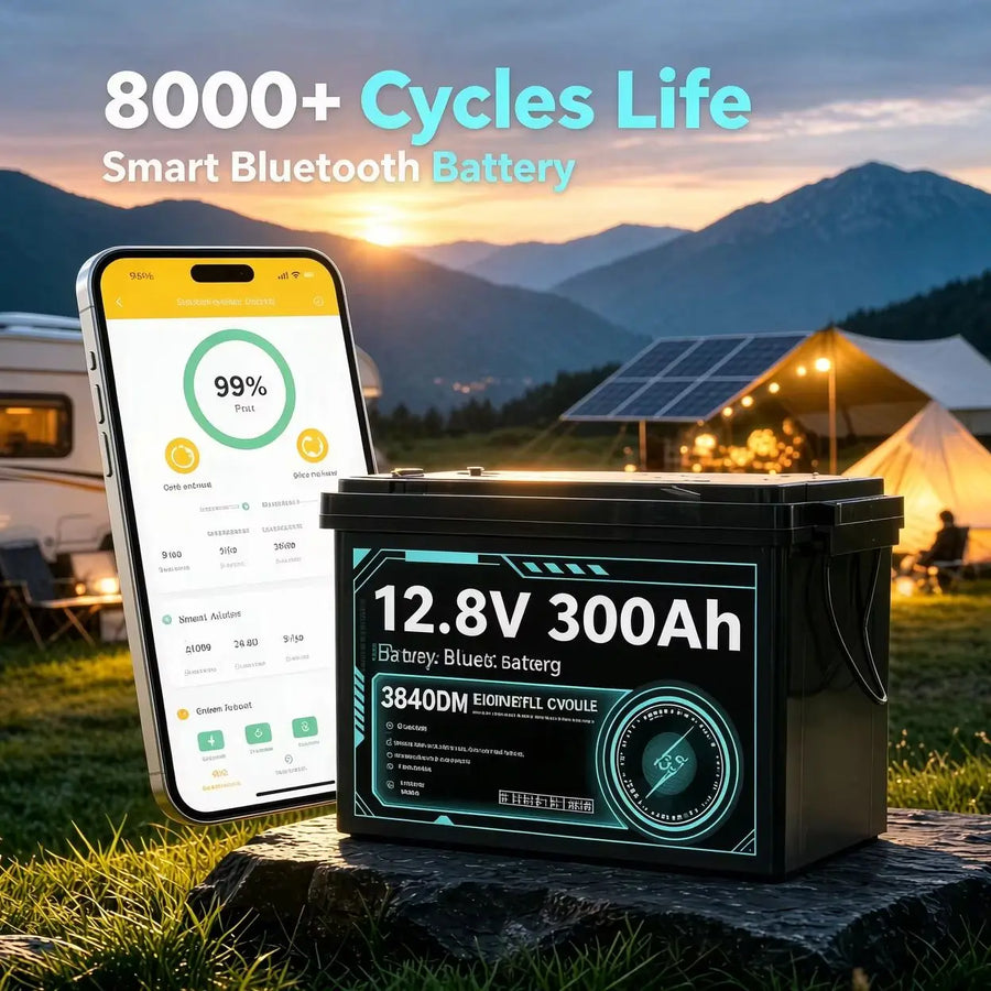 Lifepo4 12V 300Ah Battery 3840Wh APP Mornitoring 8000+ Cycles Grade A Lithium Iron Phosphate Cells Built-in 4S 200A BMS Mini Size Brand New Rechargeable LFP Batteries DIY 4 Series/Parallel For Trolling Motors RV Camping Outdo