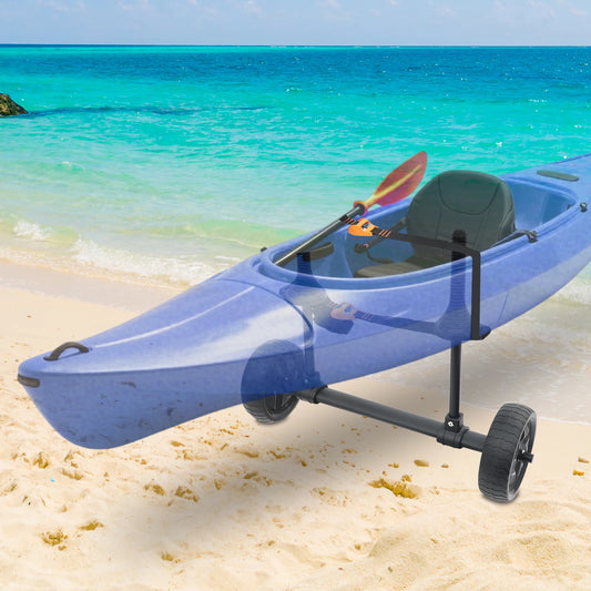 Adjustable Width Kayak Transport Dolly Black Portable Canoe Hauling Cart Watercraft Carrier Dolly For Canoe Paddleboard Beach Grass Gravel
