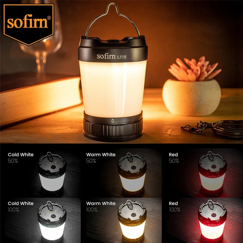 Black Sofirn LT1S rechargeable camping lantern with variable white and red LED light — view 2 of 7