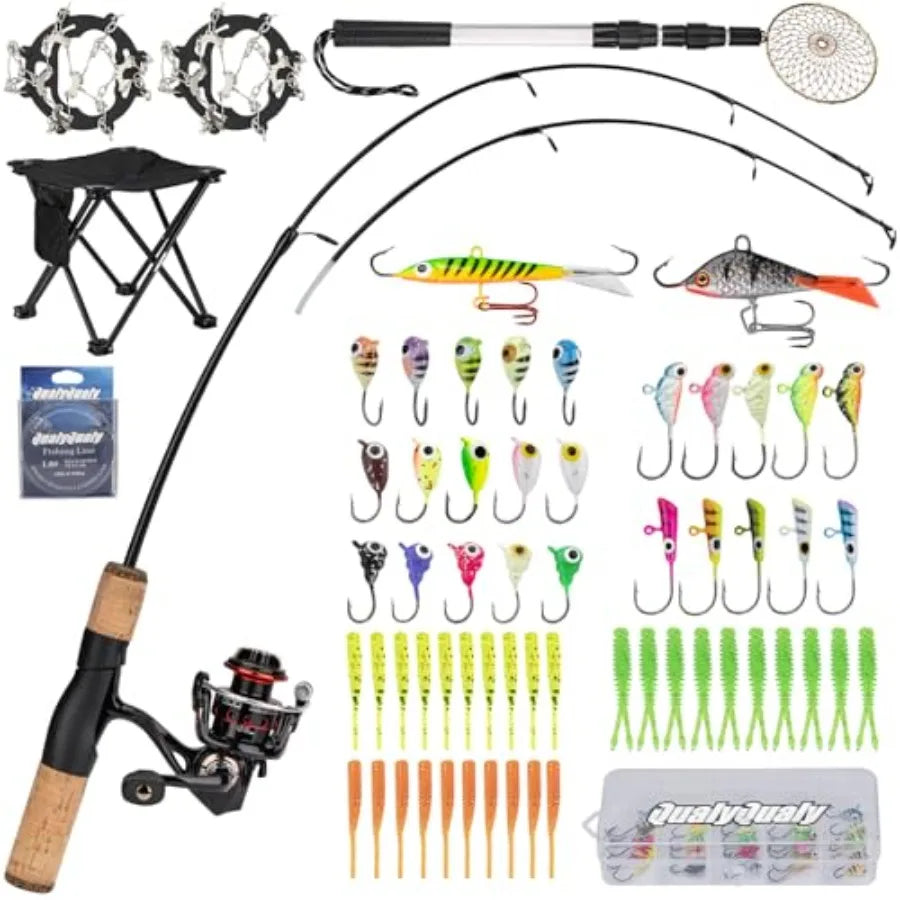 Portable Ice Fishing Rod & Reel Combo – 28 in Complete Set