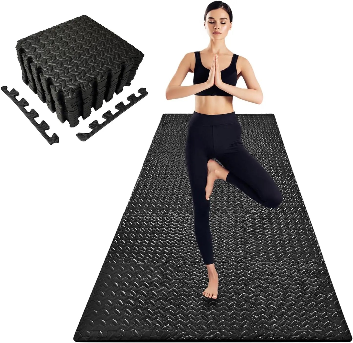 3x6 ft Interlocking Foam Floor Mats 18-Pack 0.4" Thick for Home Gym Workouts Exercise Play Puzzle Tiles for Yoga Kids Area