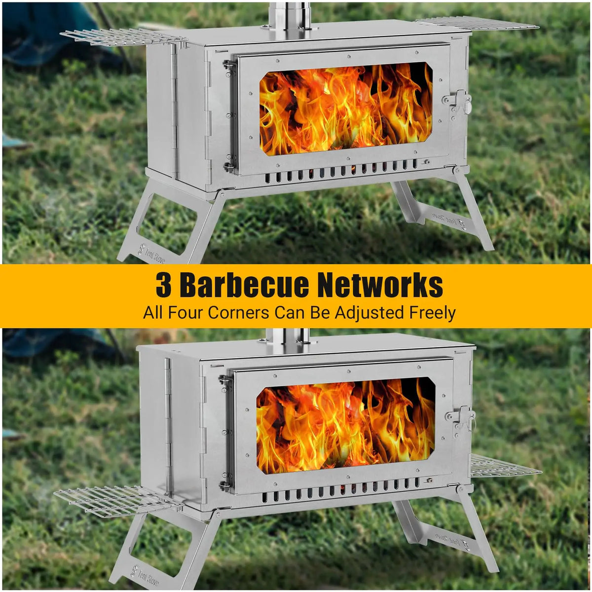 Hot Tent Stove – Wood Burning Camping Stove with 5 Pipes