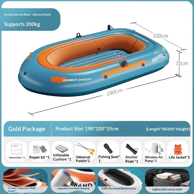 Thick Inflatable Kayak Durable PVC Fishing Boat Family Portable Lightweight Rafting Outdoor Dropstitch Kayak Dinghy Boat Kayak