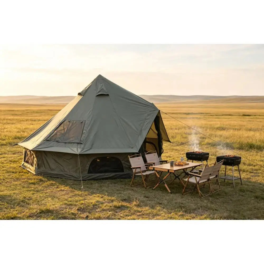 Camping Tent For 3-4 People Sun Protection with Stove Jack, Portable Outdoor Rain/Sun Proof Tent Large Glamping Tents for 3-4 People, For Camping Hiking Beach Yard