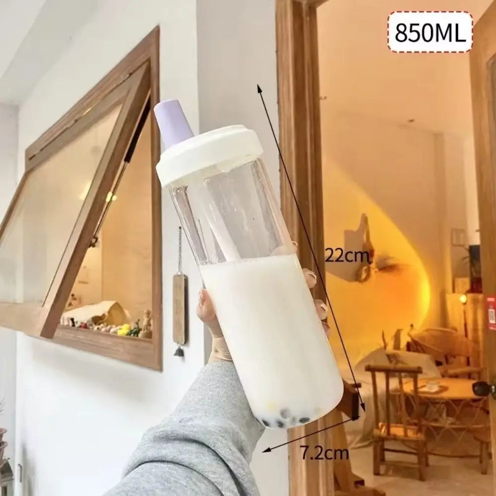500/850ml Water Bottles Straw Cup Juice Milk Plastic Cup with Lid Straw Bubble Tea Coffee Cups Large Capacity Drinkware