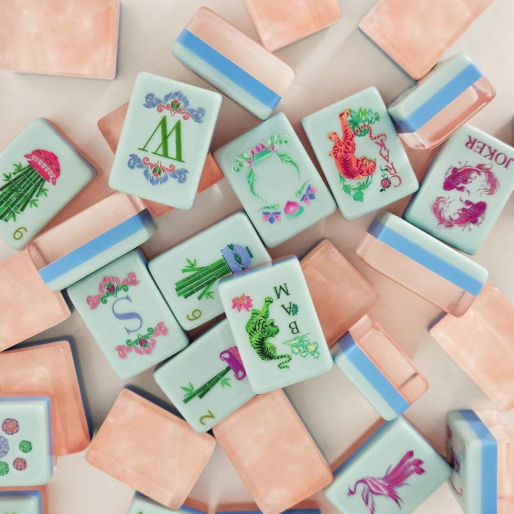 Pearl Pink American Mahjong Set, 160 Engraved Four-Layer Acrylic Tiles