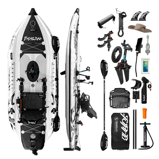 Spatium 11.5ft Single Pedal Drive Fishing Inflatable Kayak, 360°Rotatable & Adjustable Seat -Fish Leap Model