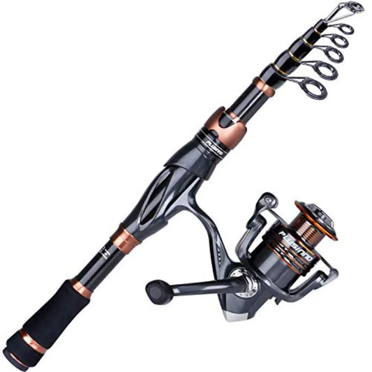 Fishing Rod and Reel Combos, Bronze Warrior Toray IM6 Carbon Matrix Telescopic Fishing Rod Pole, 12 +1 Shielded Bearings Stainl