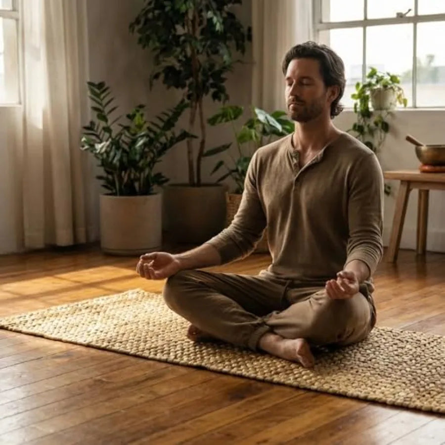 Water Hyacinth Yoga Mat Non-Slip Exercise and Fitness Mat for Yoga Natural Rug, Straw Floor Mat for Your Living Room, Bedroom,