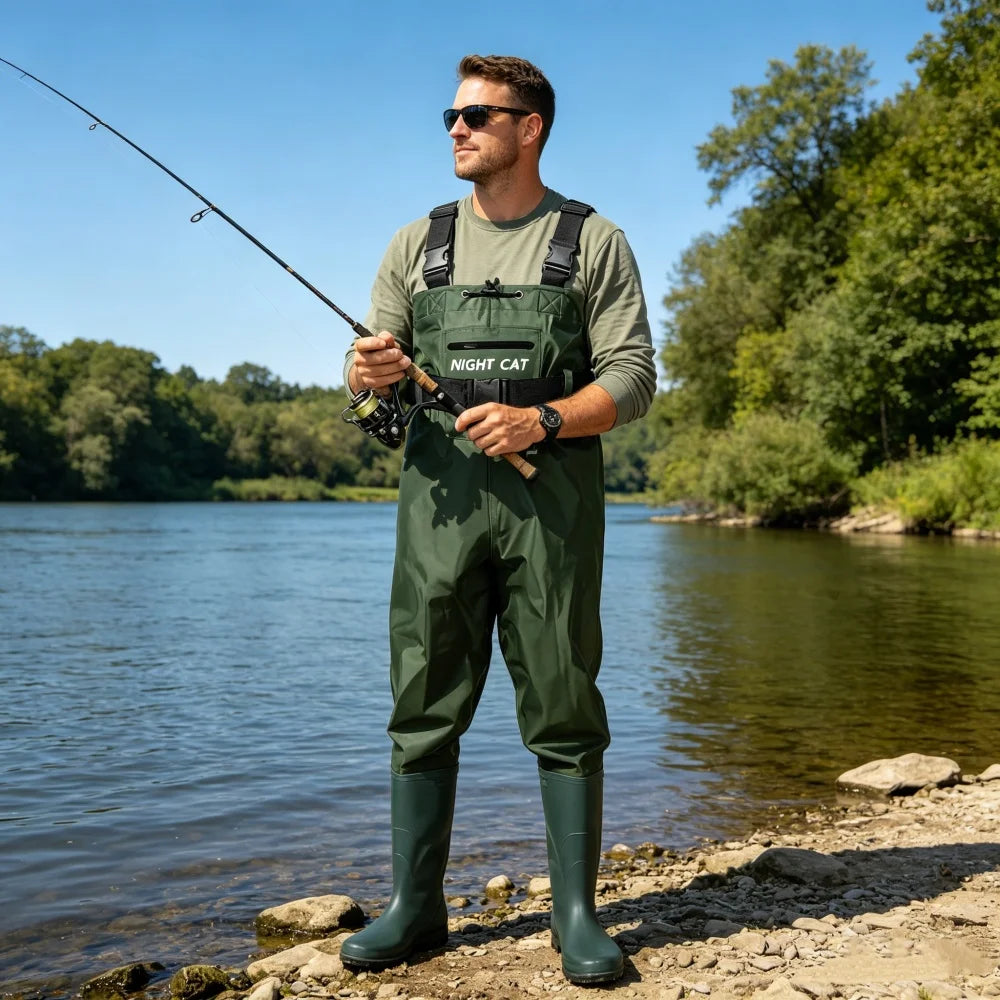 Night Cat Chest Waders with Boots – Breathable, Waterproof