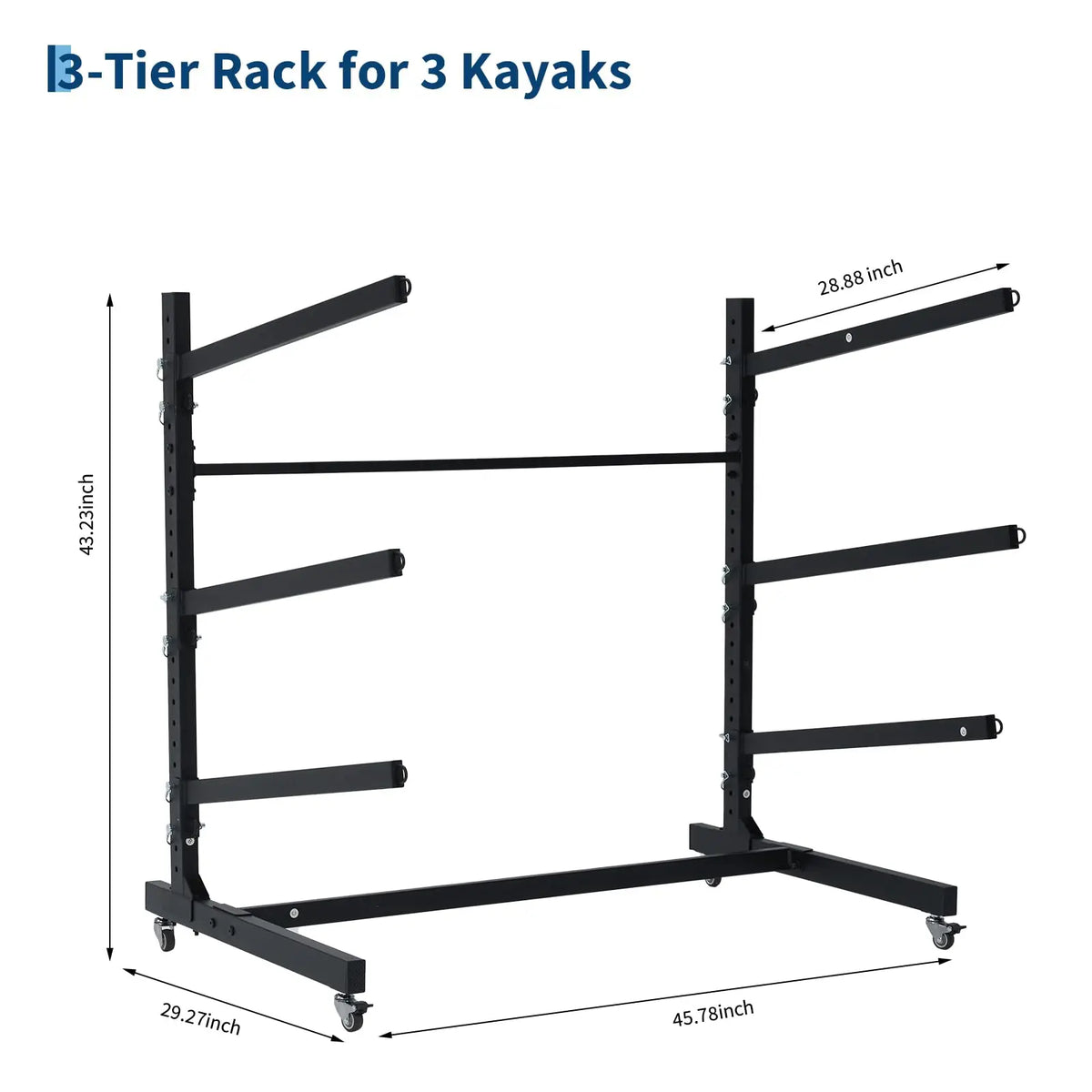 Freestanding adjustable kayak storage rack with wheels — view 8 of 9