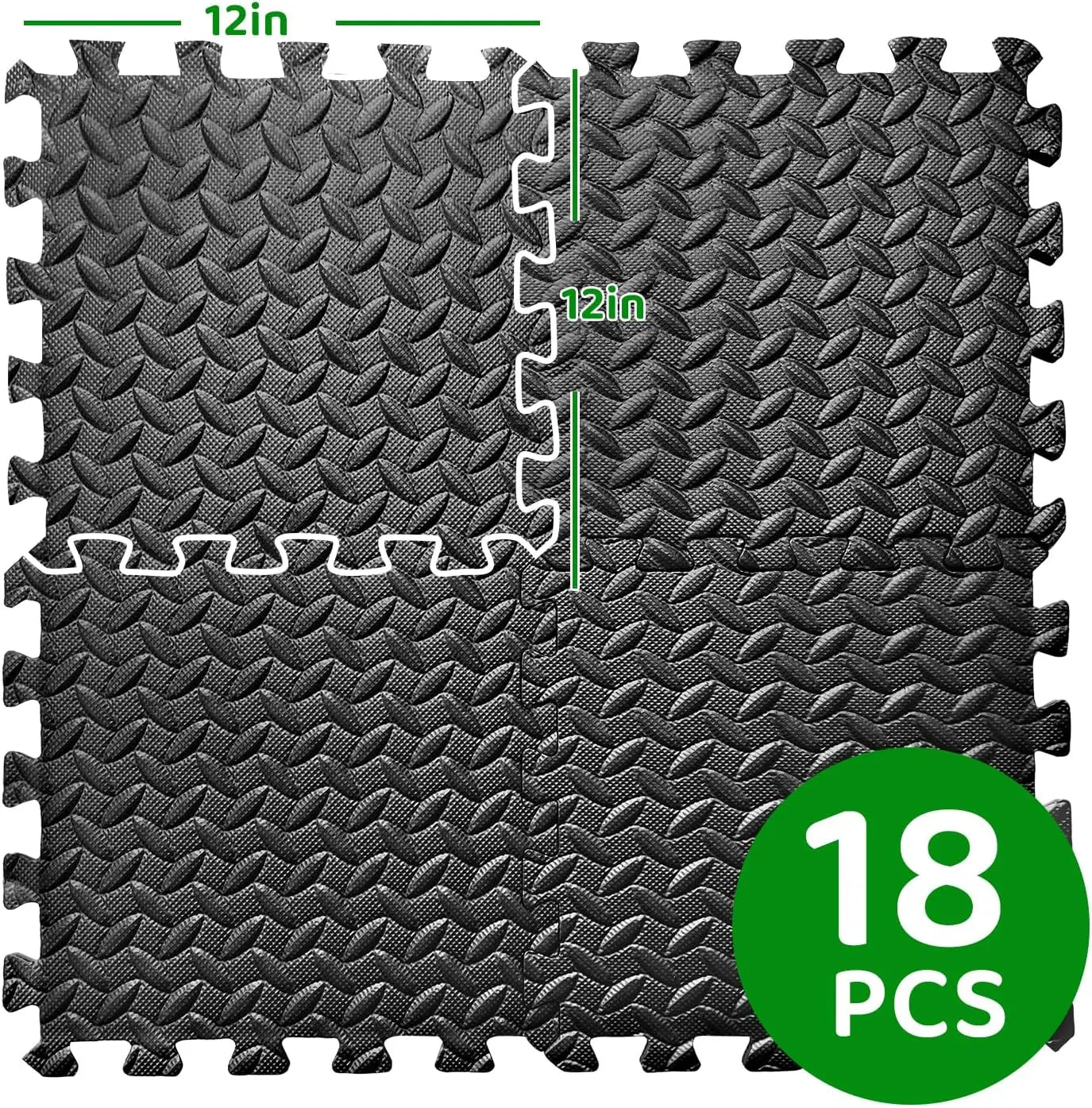 3x6 ft Interlocking Foam Floor Mats 18-Pack 0.4" Thick for Home Gym Workouts Exercise Play Puzzle Tiles for Yoga Kids Area