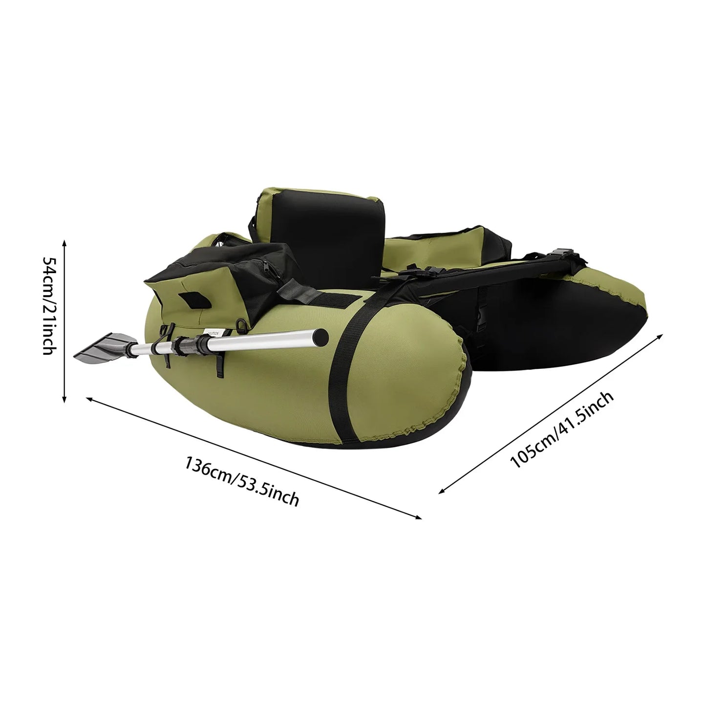 Inflatable Fishing Boat Waterproof Green 130kg/286.6lbs with Hand Air Pump for Fishing, Rafting, Exploring, and Other Activities