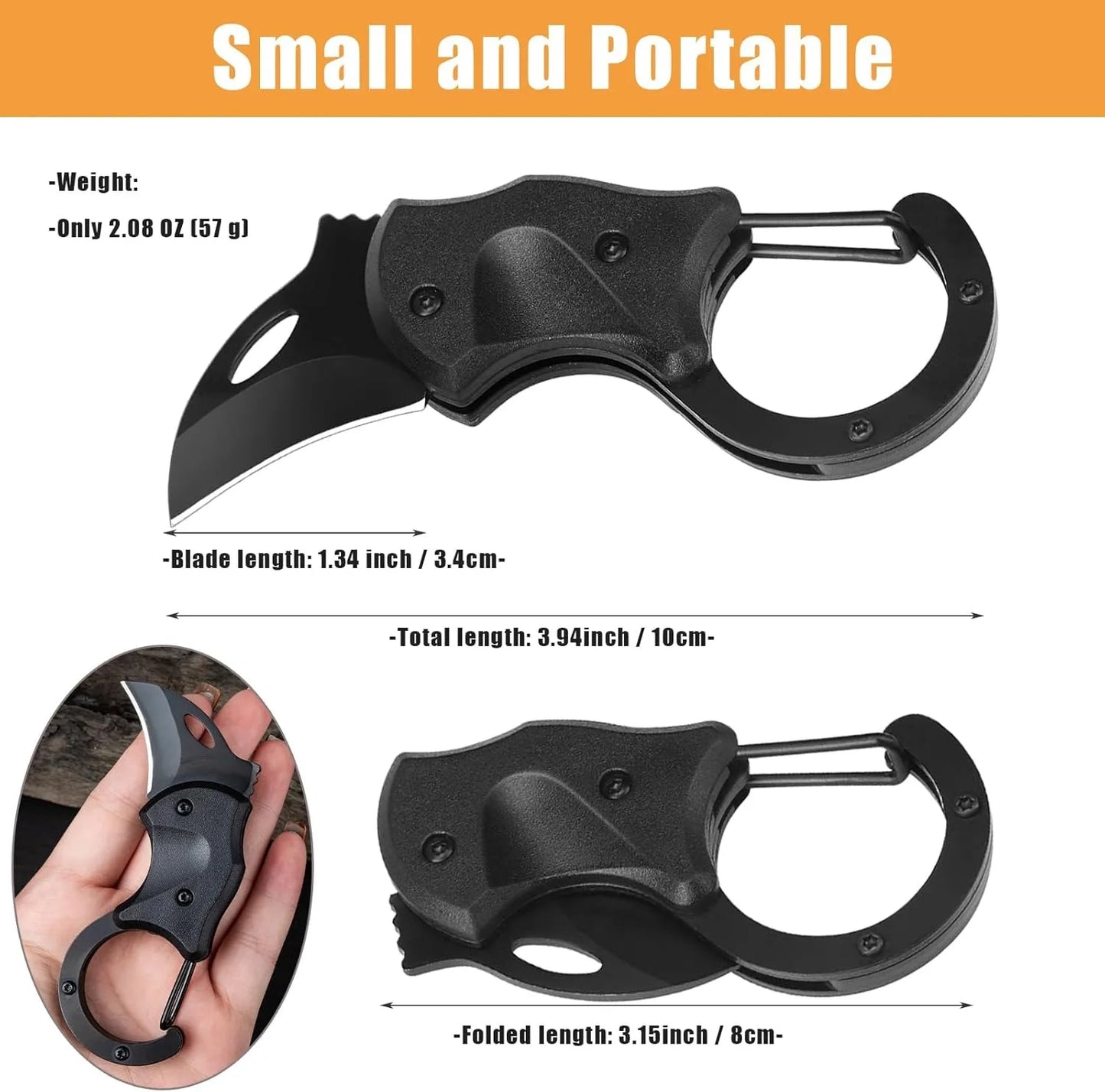 Small Pocket Knife for Men Women, Carabiner Mini Keychain EDC Gadgets Box Cutter Folding Knives for Indoors Outdoors, Gifts Stocking Stuffers for Him and Her
