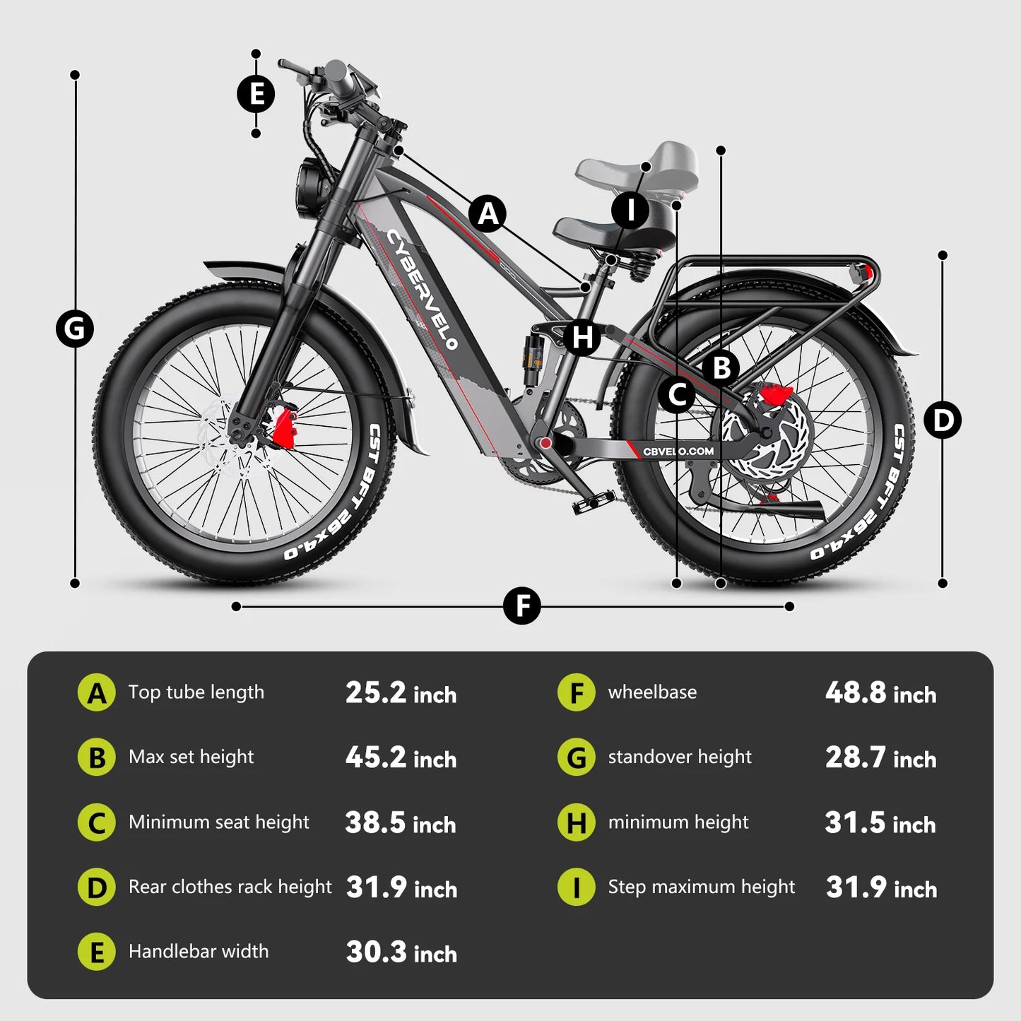 5000W Peak Electric Bicycle for Adults, Cybervelo EK9 26" ALU Frame E-bike 60V 50Ah Built-in Battery 7-Speed Full Suspension