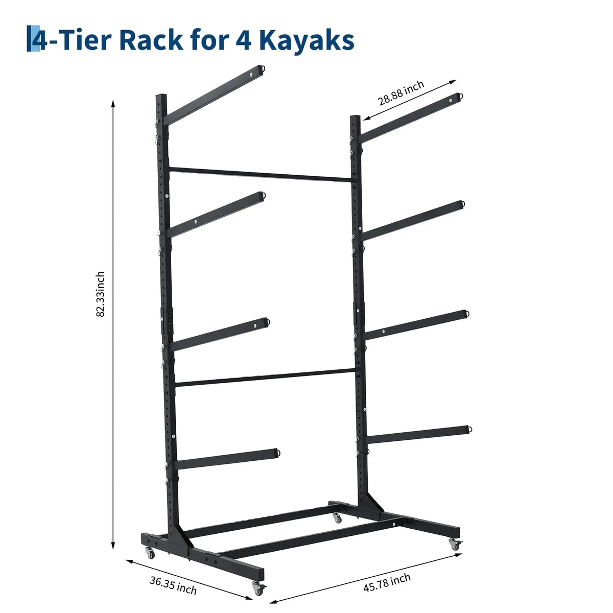 Freestanding adjustable kayak storage rack with wheels — view 7 of 9