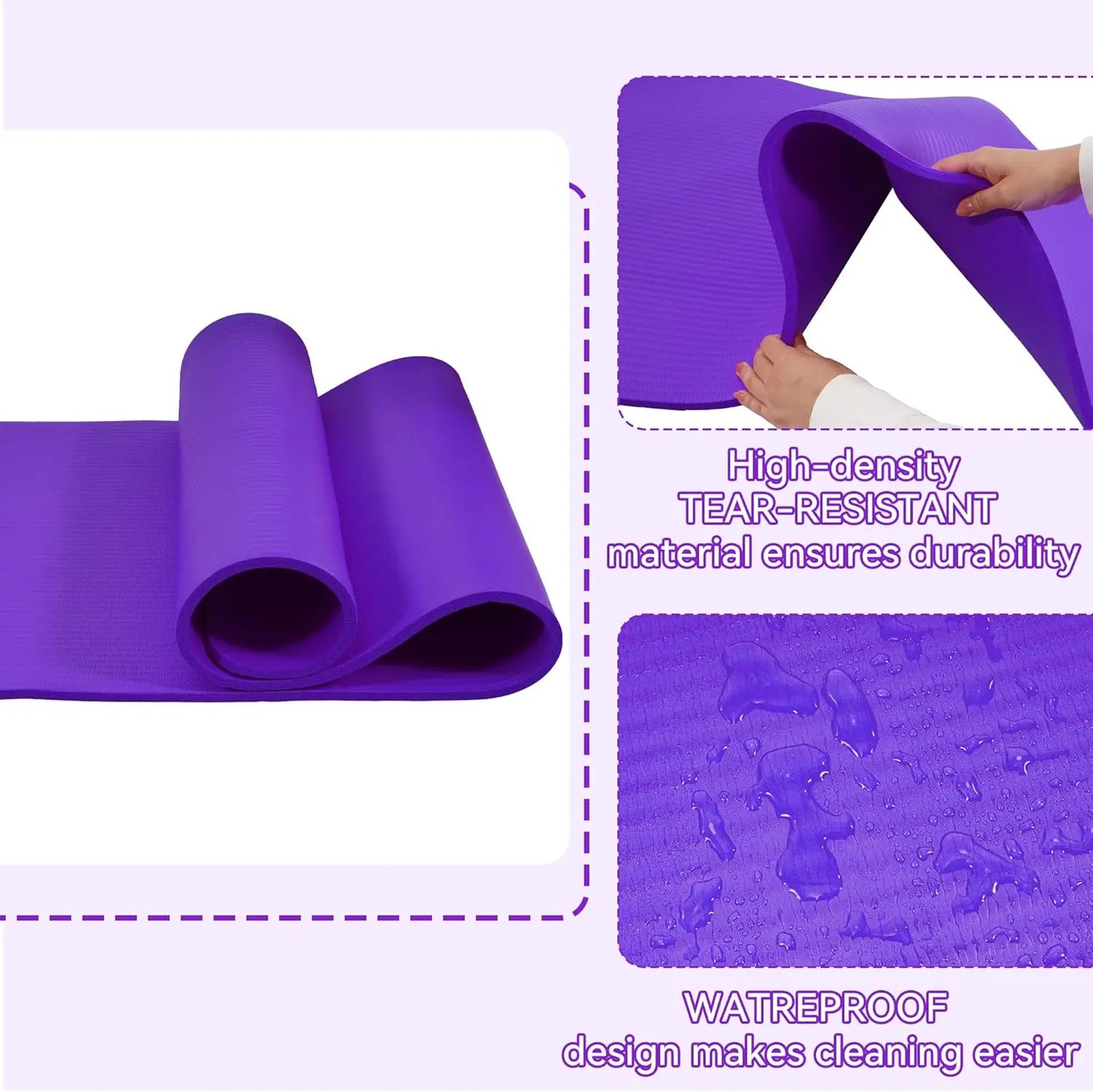 Yoga Mat 1/2-Inch Extra Thick High Density with Carrying Strap for Pilates Gym Workout