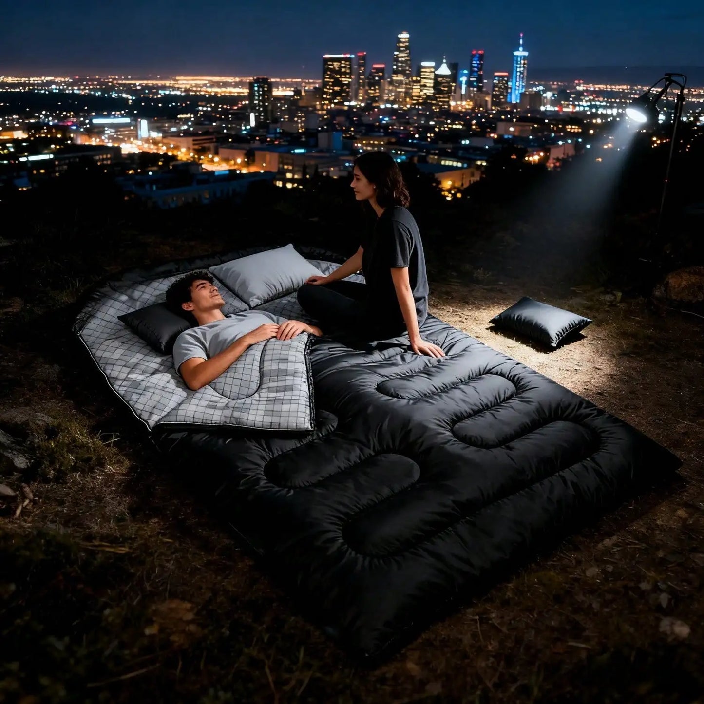 Double Sleeping Bag For Adults, 2 Person Sleeping Bags For Cold Weather & Warm, All Season Camping Hiking Backpacking, With Pillow