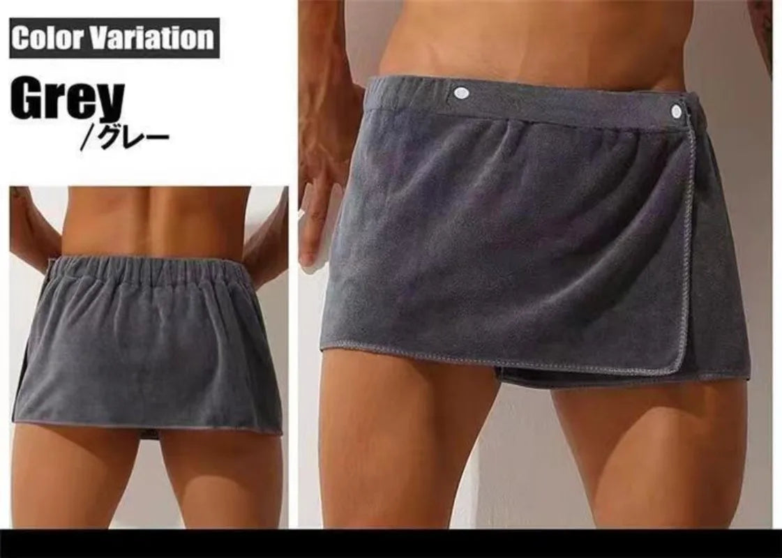 Men's Bath Towel Absorbent Towel Sexy Beach Skirt Anti-light Men's Bath Skirt Can Wear Towel Swimming Trunks
