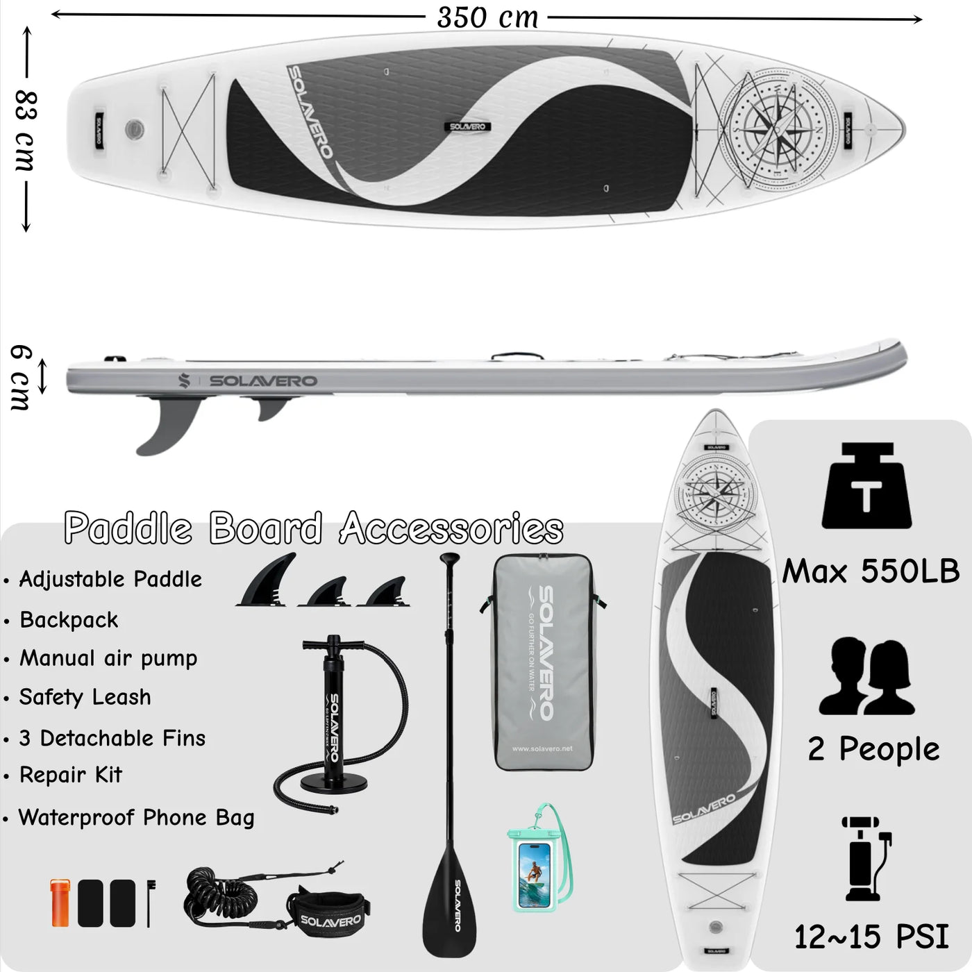 Inflatable Paddle Board – Stand Up SUP with Non-Slip EVA Deck