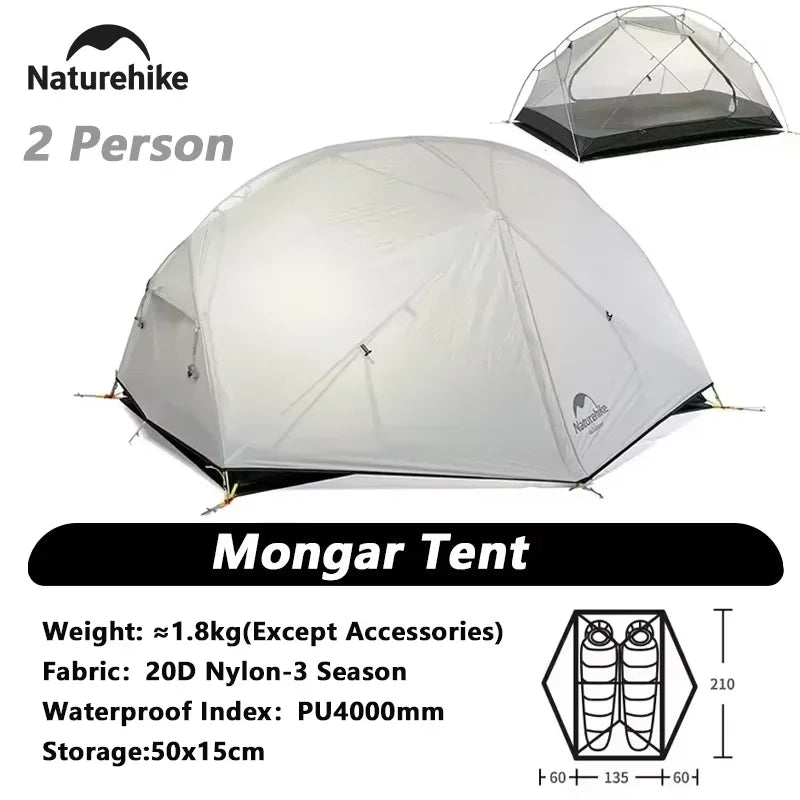 ultralight 2 person backpacking tent Naturehike Mongar 2 Person Ultra