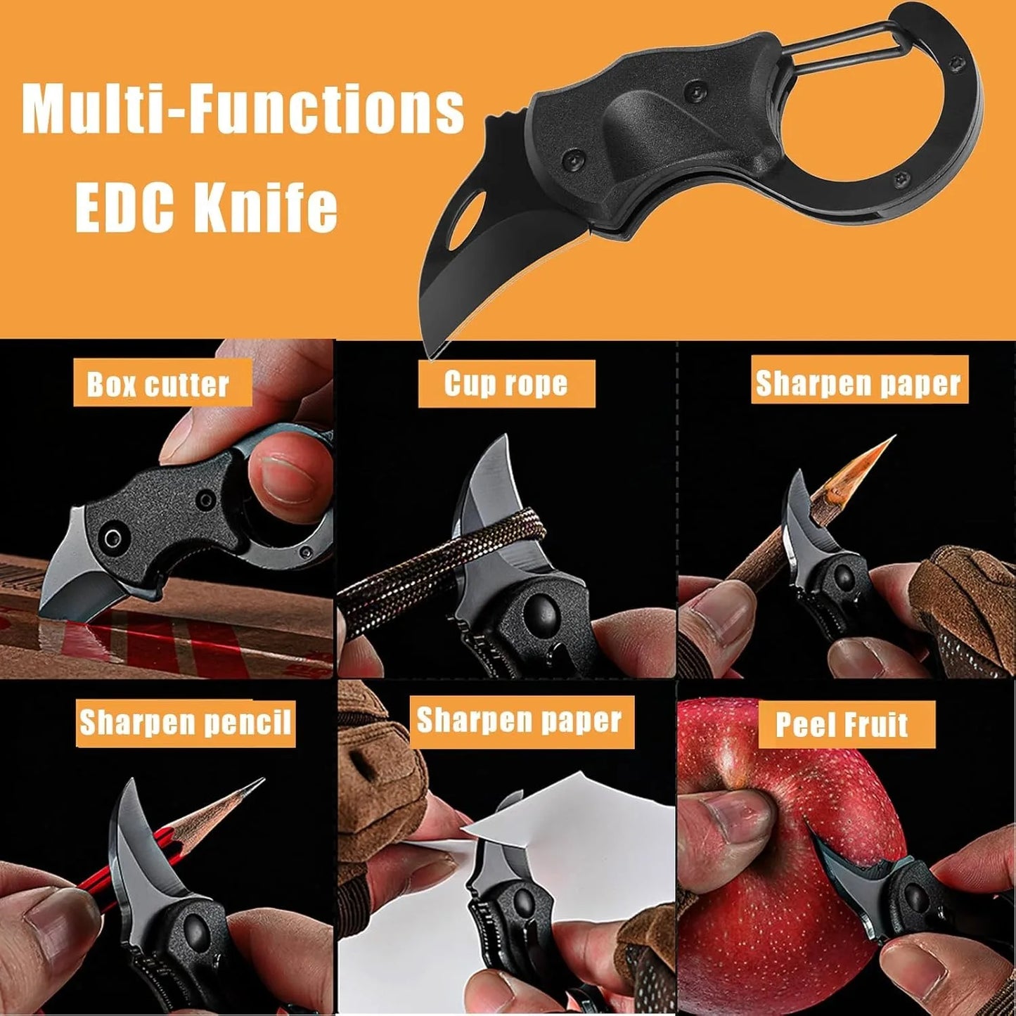 Small Pocket Knife for Men Women, Carabiner Mini Keychain EDC Gadgets Box Cutter Folding Knives for Indoors Outdoors, Gifts Stocking Stuffers for Him and Her