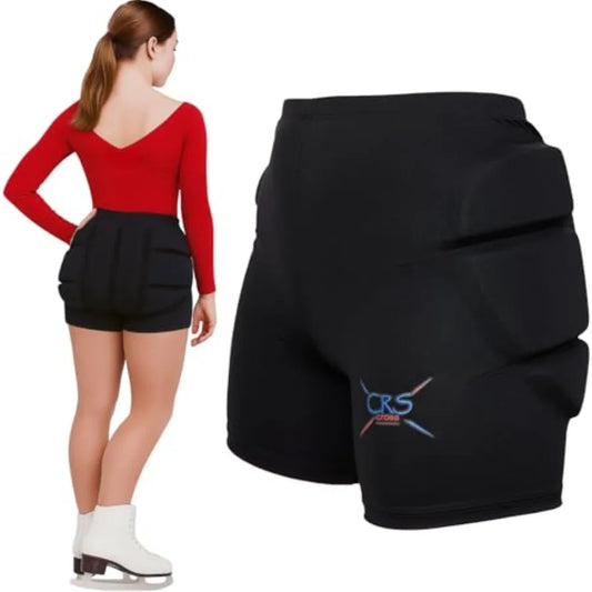 Padded Figure Skating Shorts. Crash Pad Pants for Roller, Inline, Ice Skating, Snowboarding, and Skiing. Fall Impact Protection