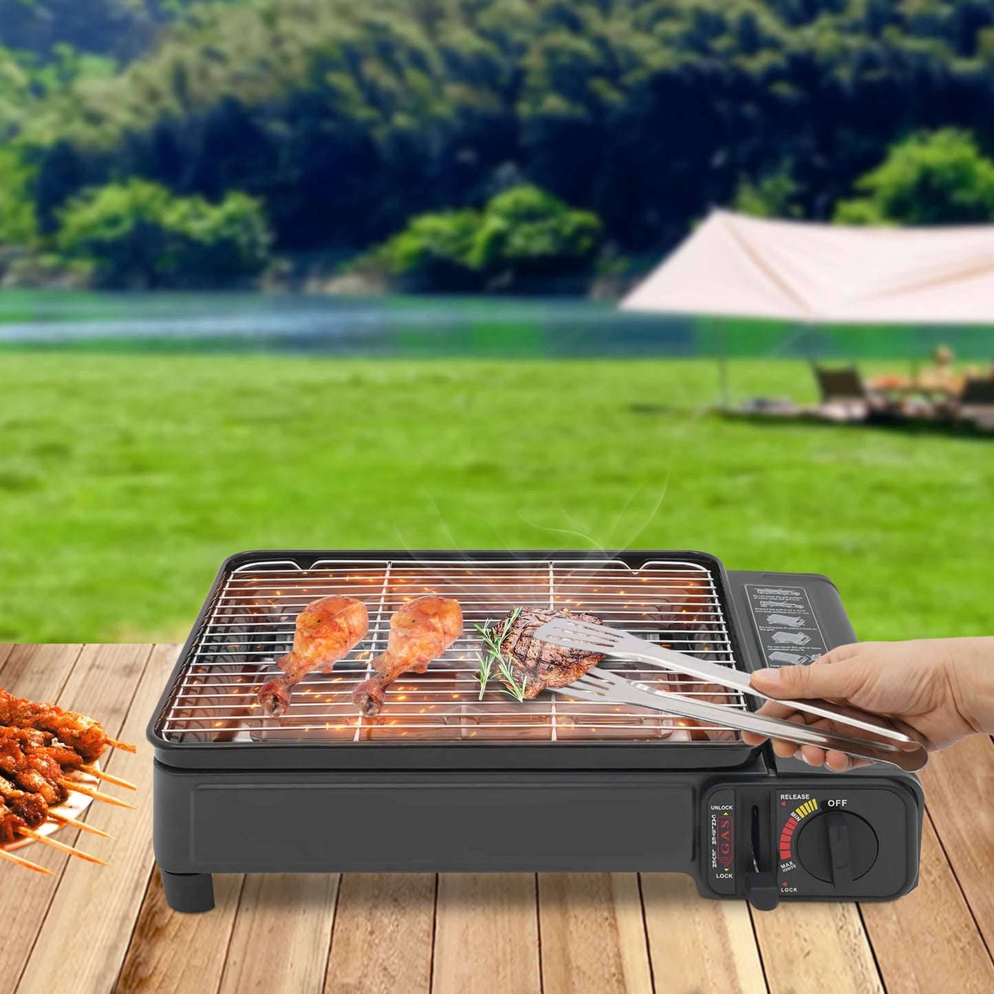 Portable Gas Barbecue Stove,Camping Gas Stove,Gas Stove with Carrying Case Suitable for Outdoor Camping and Other Occasions