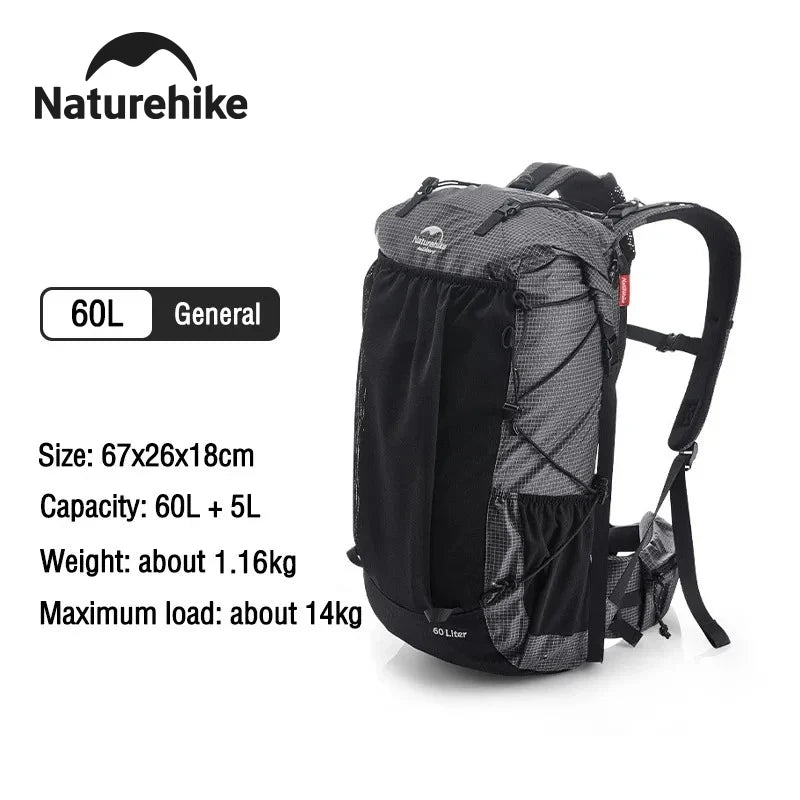 60L Waterproof Hiking Backpack with Rain Cover – Large Ca