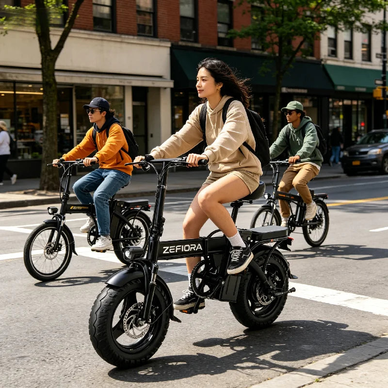 ZEFIORA Z10 14" Compact Electric Bike, 500W, 48V Battery