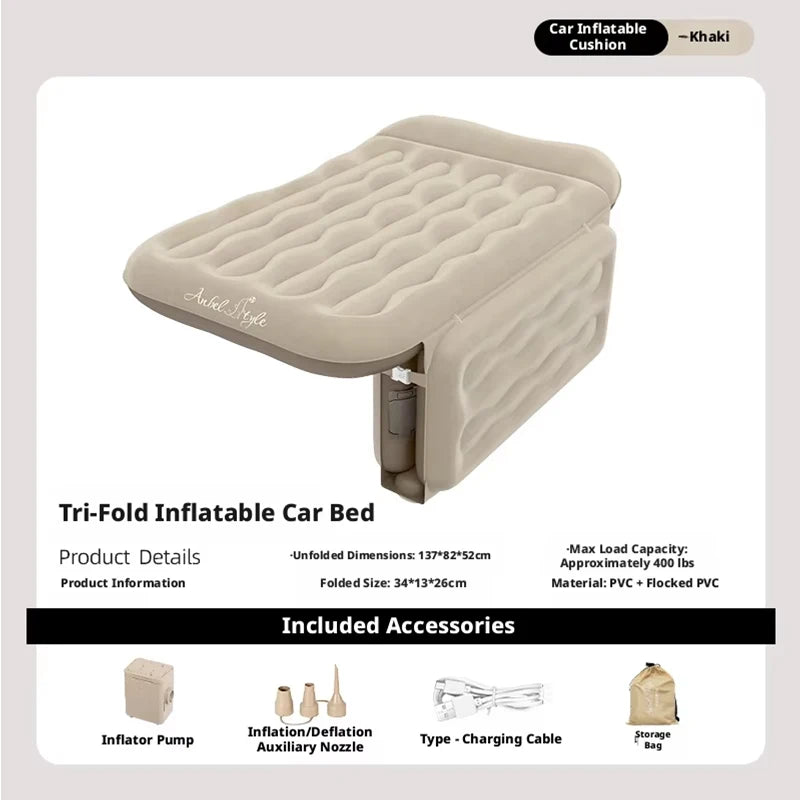 Anbelstyle Portable Inflatable Mattress Car SUV Air Bed Inflatable Sof Inflatable Air Mattres Car Mattress Set for Road Trips