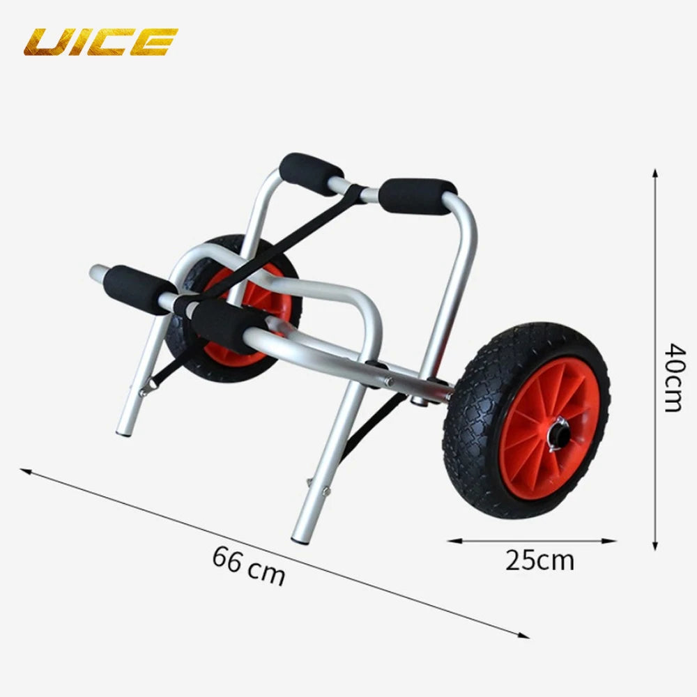 Portable Folding Trolley Kayak Carrier Cart with Removable Wheels and Aluminum Rubber Universal Canoe Hand Cart
