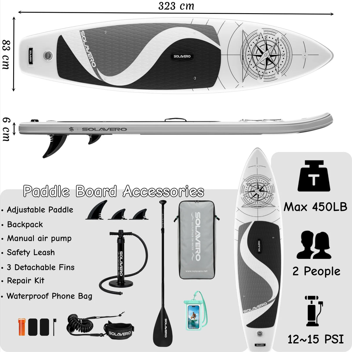 Inflatable Paddle Board – Stand Up SUP with Non-Slip EVA Deck