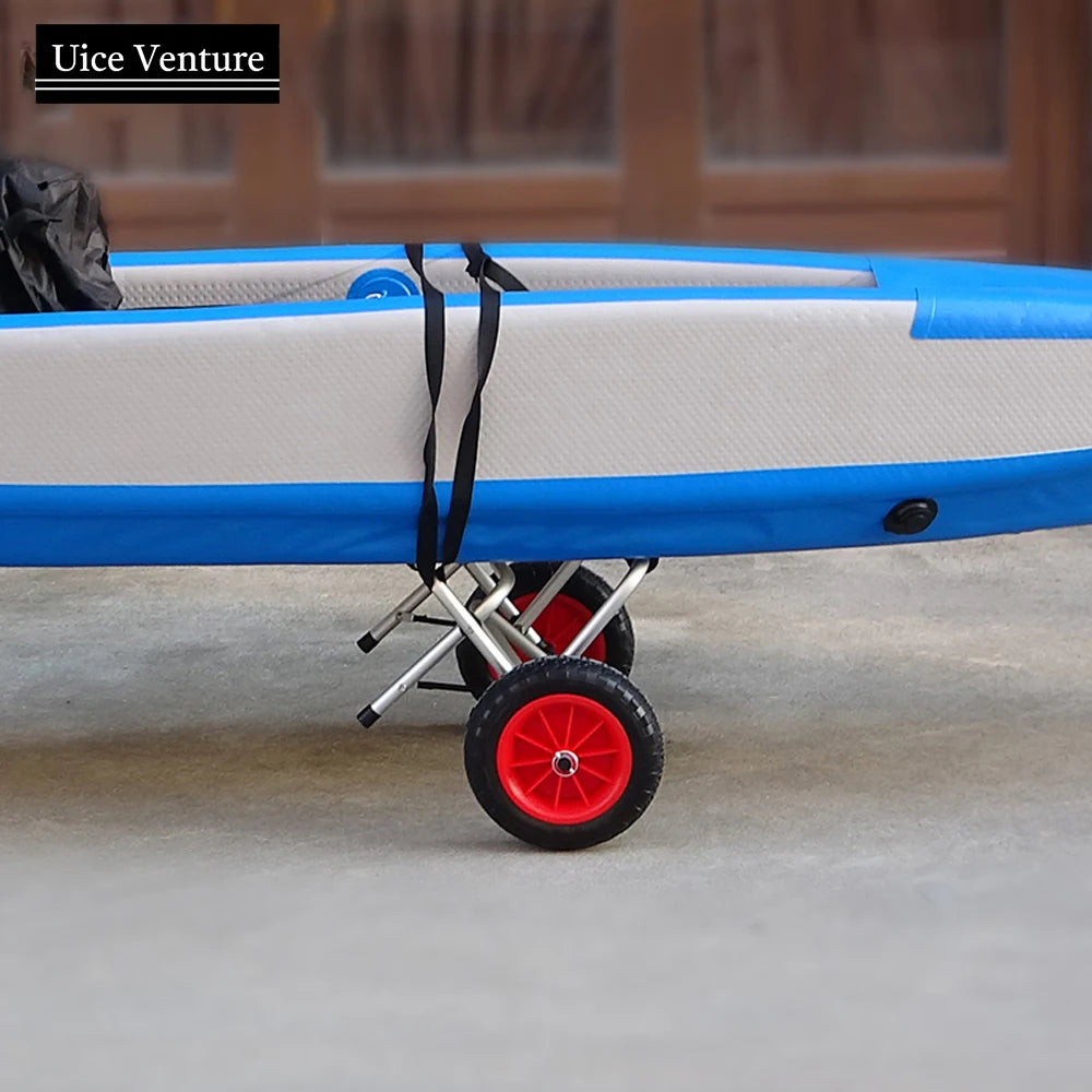 Portable Folding Trolley Kayak Carrier Cart with Removable Wheels and Aluminum Rubber Universal Canoe Hand Cart