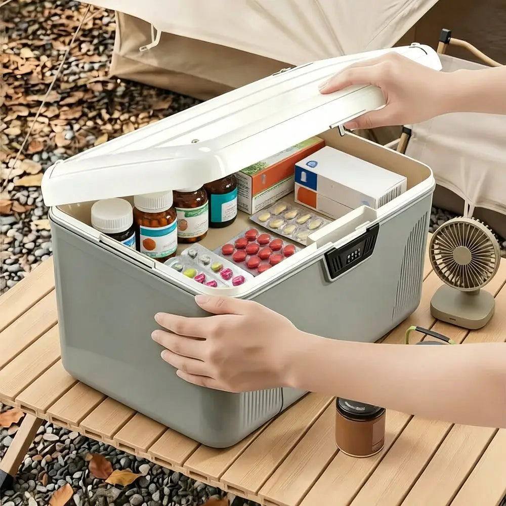 Medicine Storage Box with Combination Lock – Double Layer Pill Organiz