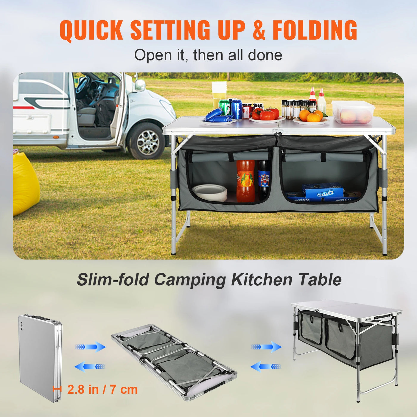 Camping Kitchen Table – Folding Outdoor Cooking Table