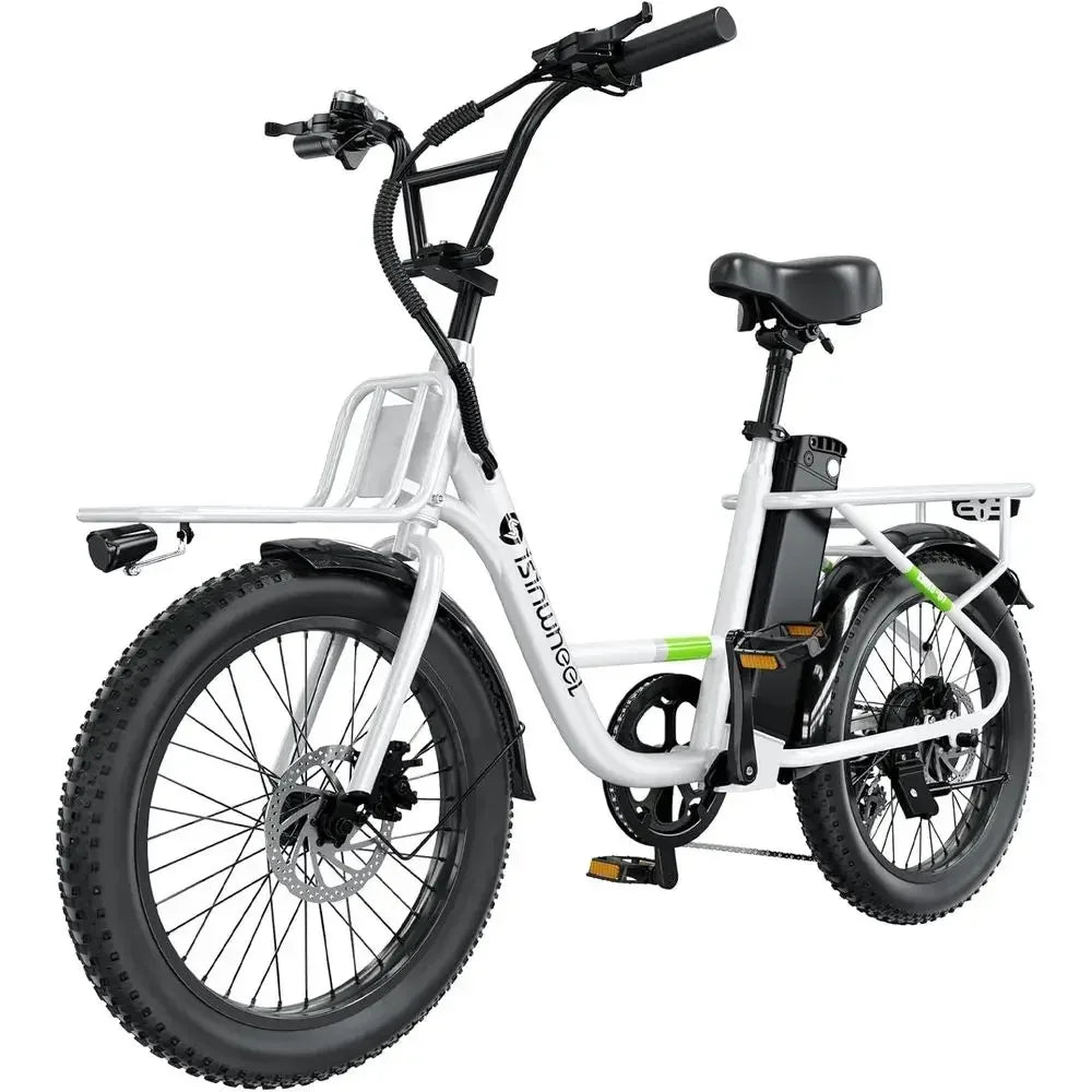 7-Speed Adult Electric Bike with Dual Cargo Rack, 48V 1000W, 20mph Step-Thru Cruiser Ebike, 20 x 3 Tires