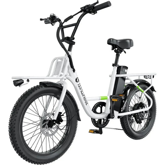 7-Speed Adult Electric Bike with Dual Cargo Rack, 48V 1000W, 20mph Step-Thru Cruiser Ebike, 20 x 3 Tires