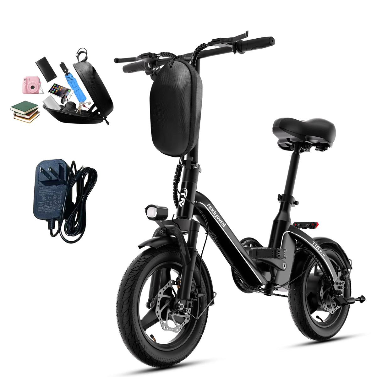 Bodywel T16 Pro Folding Electric Bike, 400W, 36V 10Ah, Up to 30 Miles