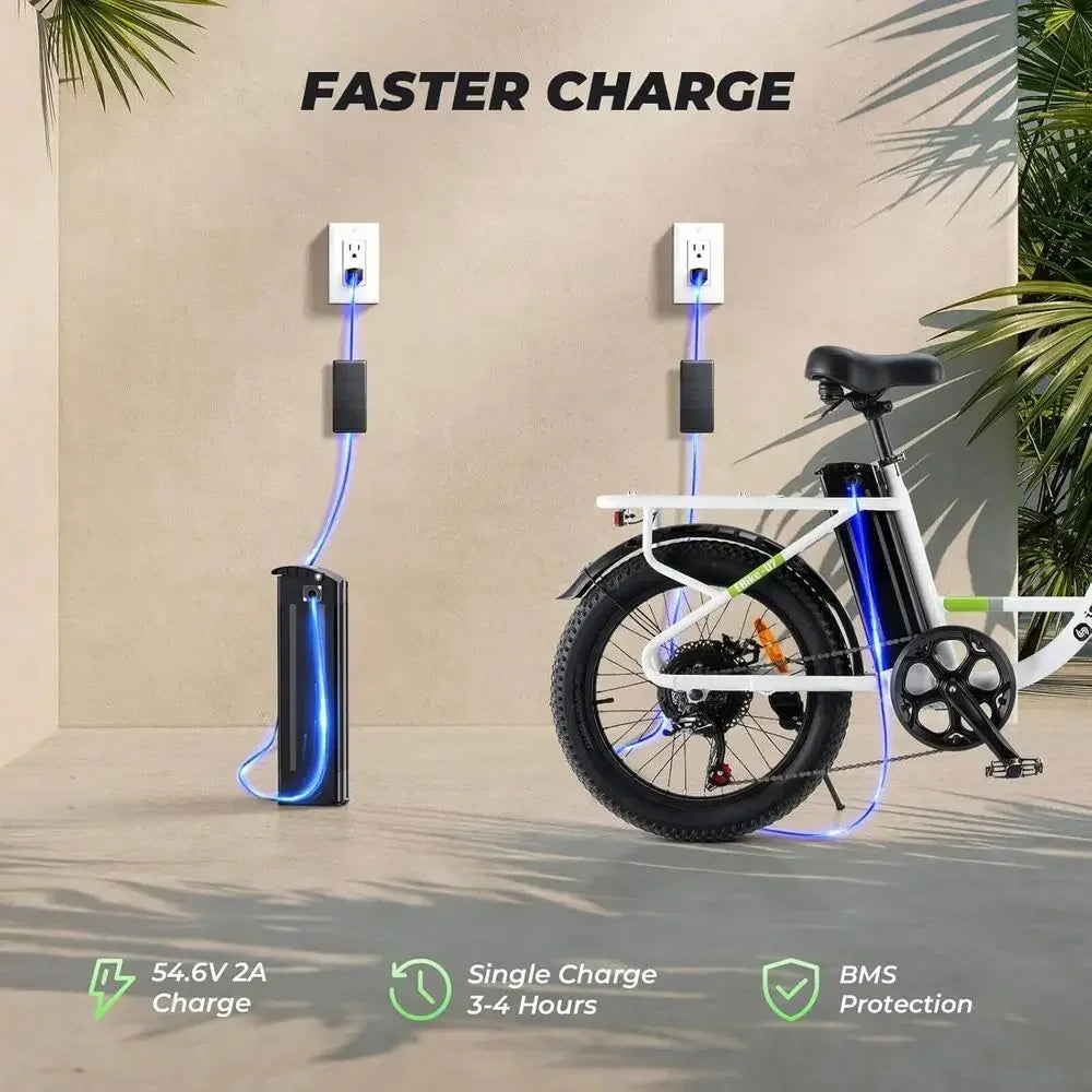 7-Speed Adult Electric Bike with Dual Cargo Rack, 48V 1000W, 20mph Step-Thru Cruiser Ebike, 20 x 3 Tires