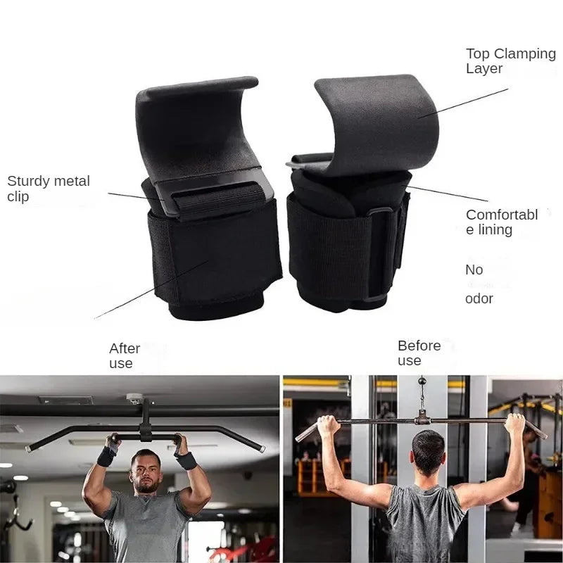 1/2PC Non-Slip Weight Lifting Hookspremium Pair of Straps Weightlifting Deadlift Chin Pull Up and Exercise Fitness Hook Training