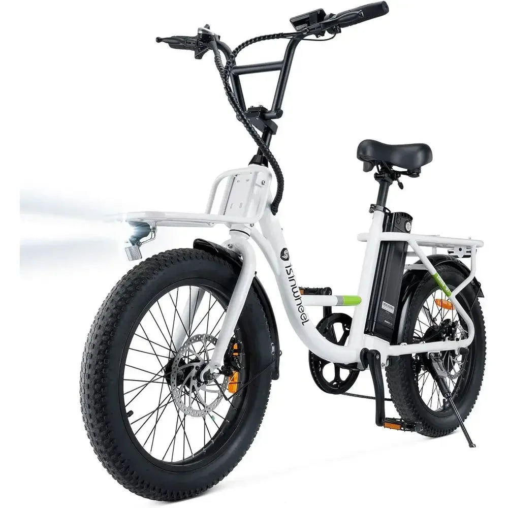 7-Speed Adult Electric Bike with Dual Cargo Rack, 48V 1000W, 20mph Step-Thru Cruiser Ebike, 20 x 3 Tires