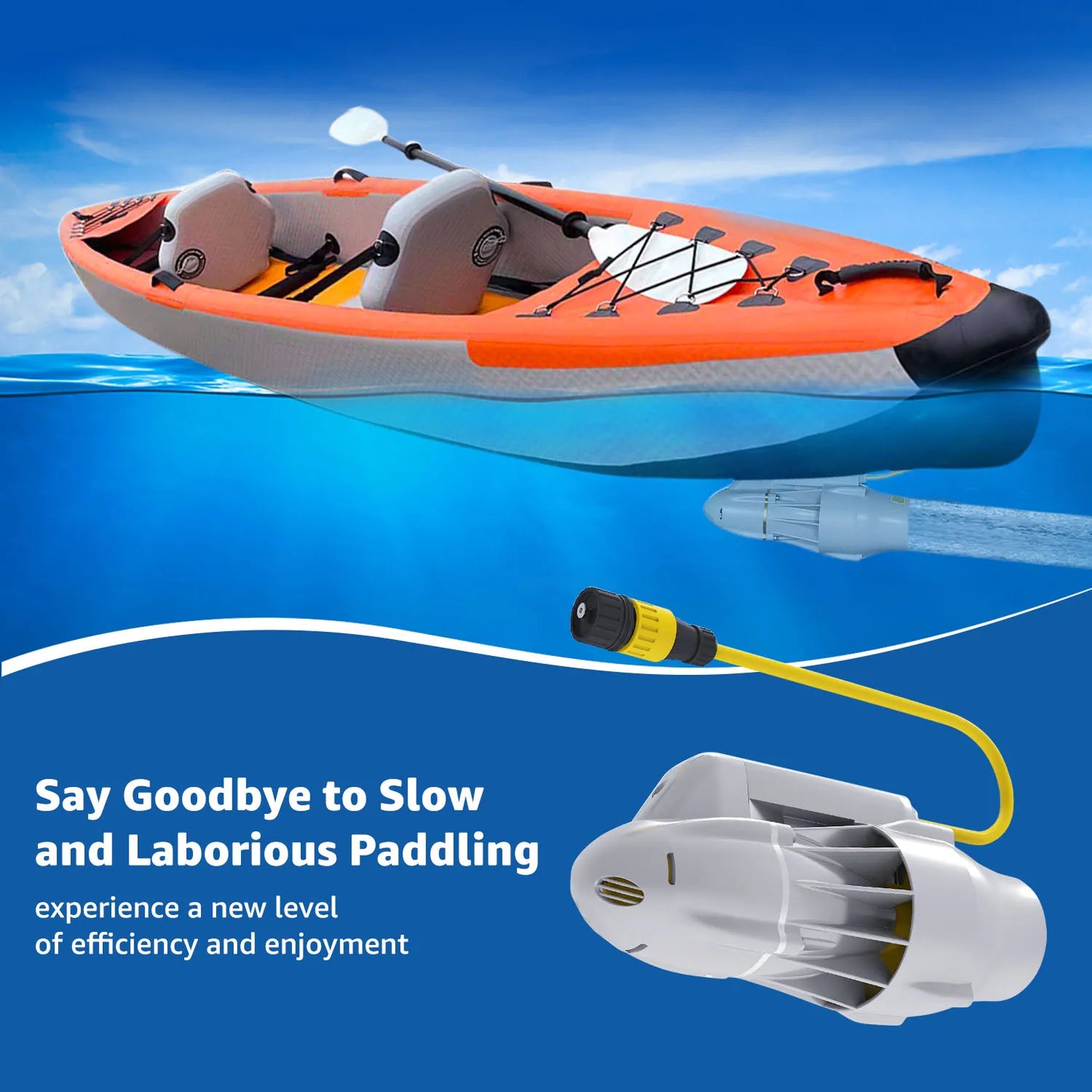 Kedean Underwater Thruster Motor for Kayak Boats Accessories, Electric Fins Propeller Stand Up Paddle SUP Surf Fishing Motor
