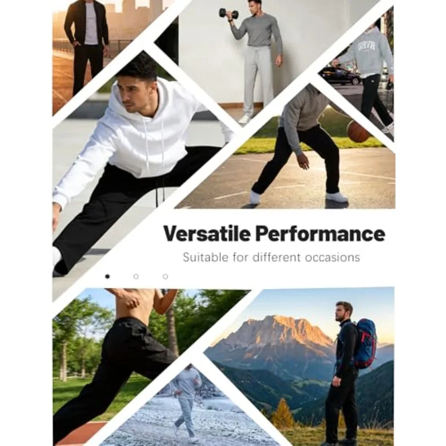 5 Pack Mens Sweatpants with Zipper Pockets Open Bottom Jogger for Men Lightweight Track Pants Men for Running Gym