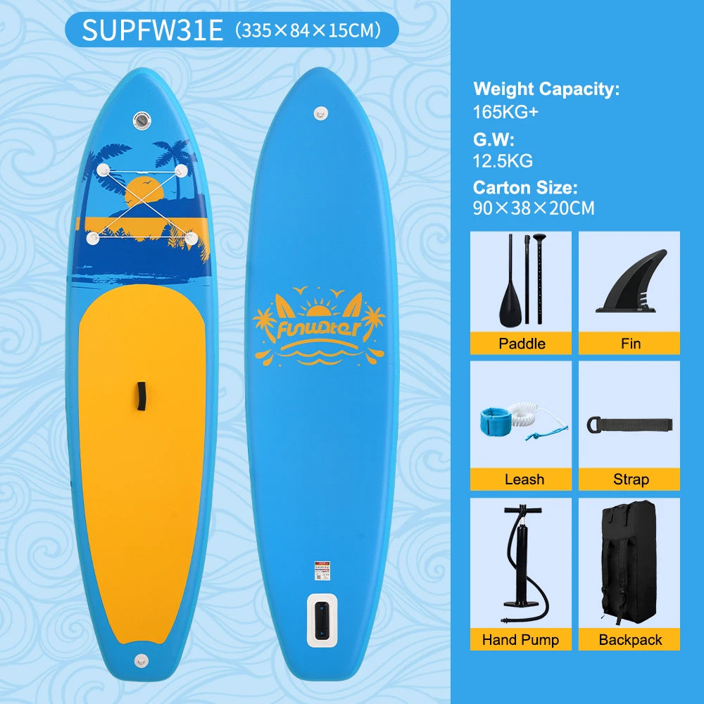 FUNWATER Inflatable Paddle Board with Paddle, Pump & Backpack, 10'6" to 11'6"