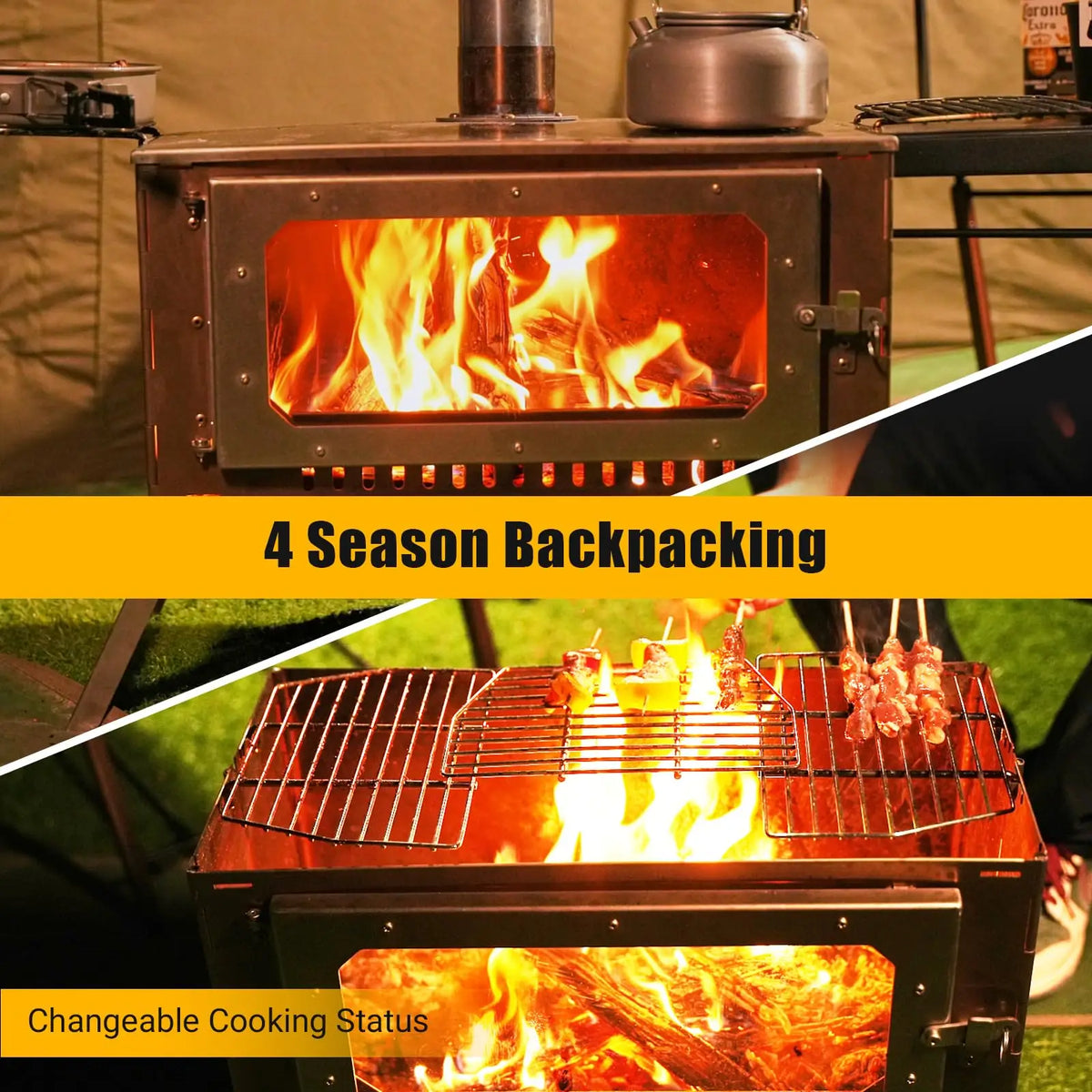 Hot Tent Stove – Wood Burning Camping Stove with 5 Pipes