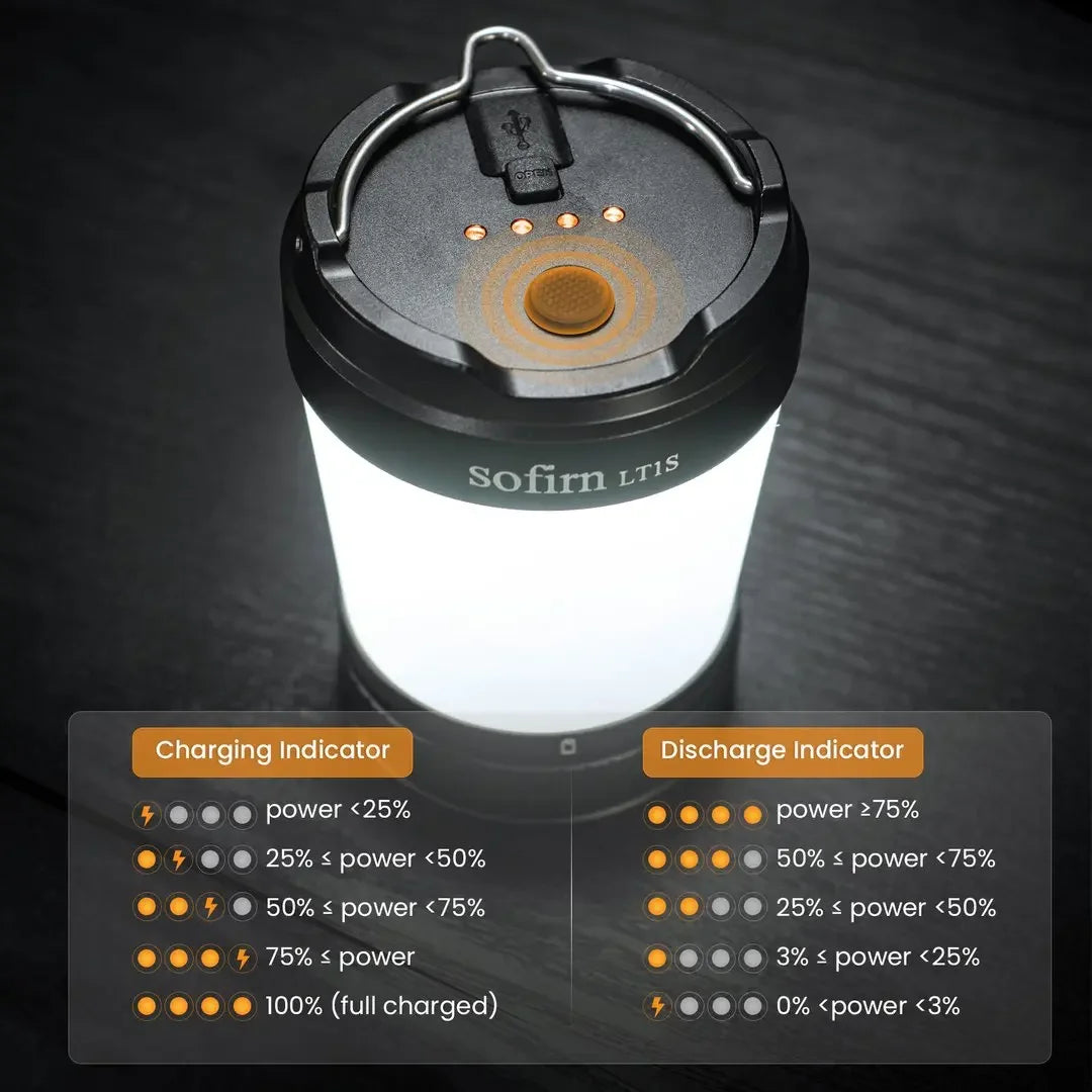 Black Sofirn LT1S rechargeable camping lantern with variable white and red LED light — view 6 of 7
