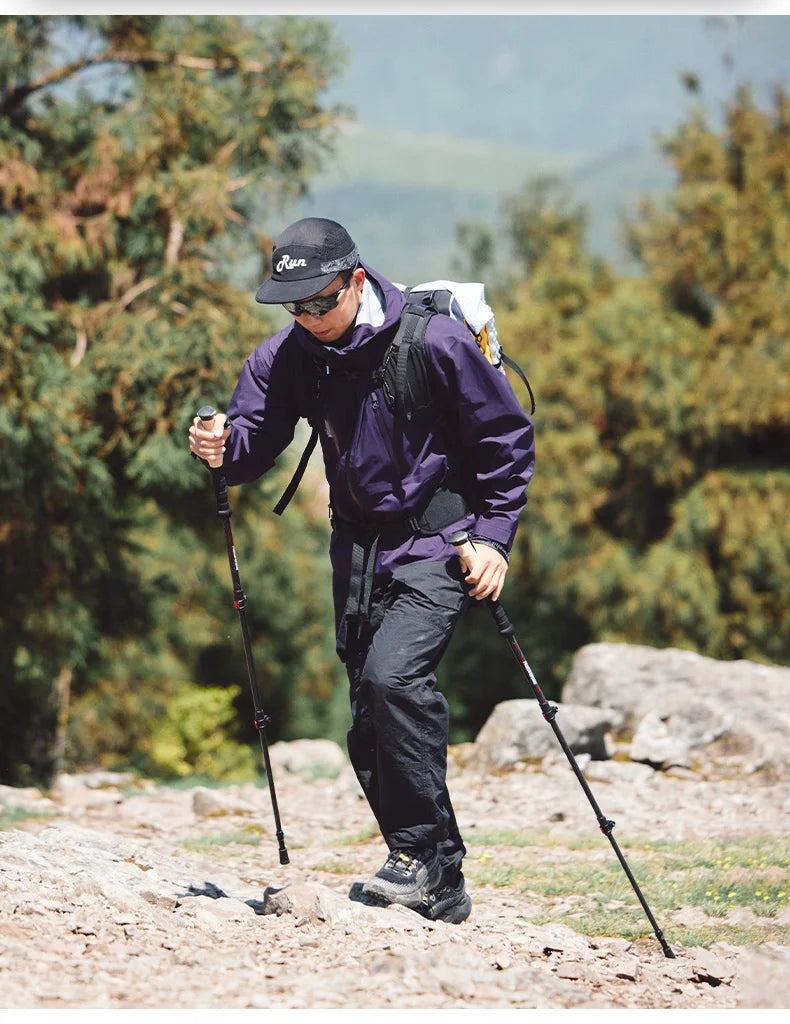 Naturehike Trekking Poles 2 Poles Ultralight Carbon Fiber Walking Sticks Outdoor Folding Portable Climb Hiking Telescopic Poles