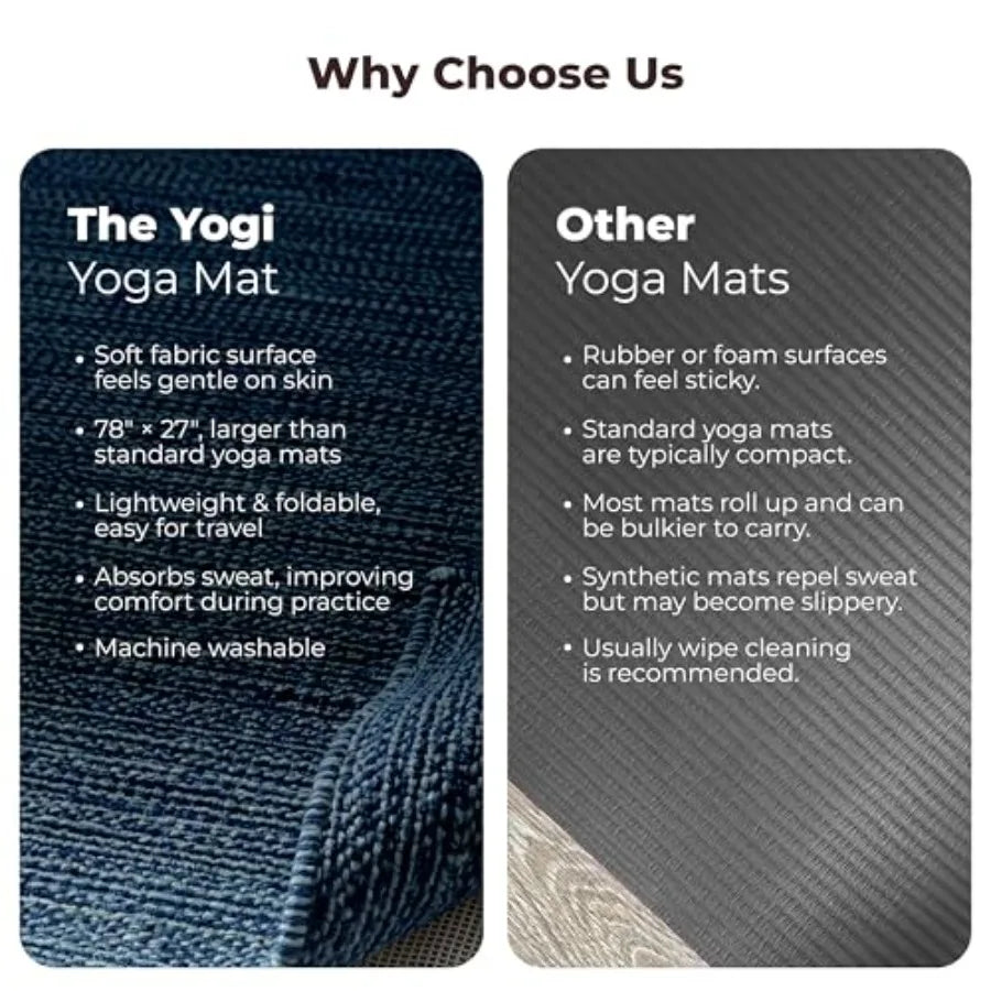 Handmade Organic Cotton Yoga Mat - Non-Toxic, Chemical-free and All Natural Cloth Yoga Mat - Exercise, Workout, and Fitness Rug