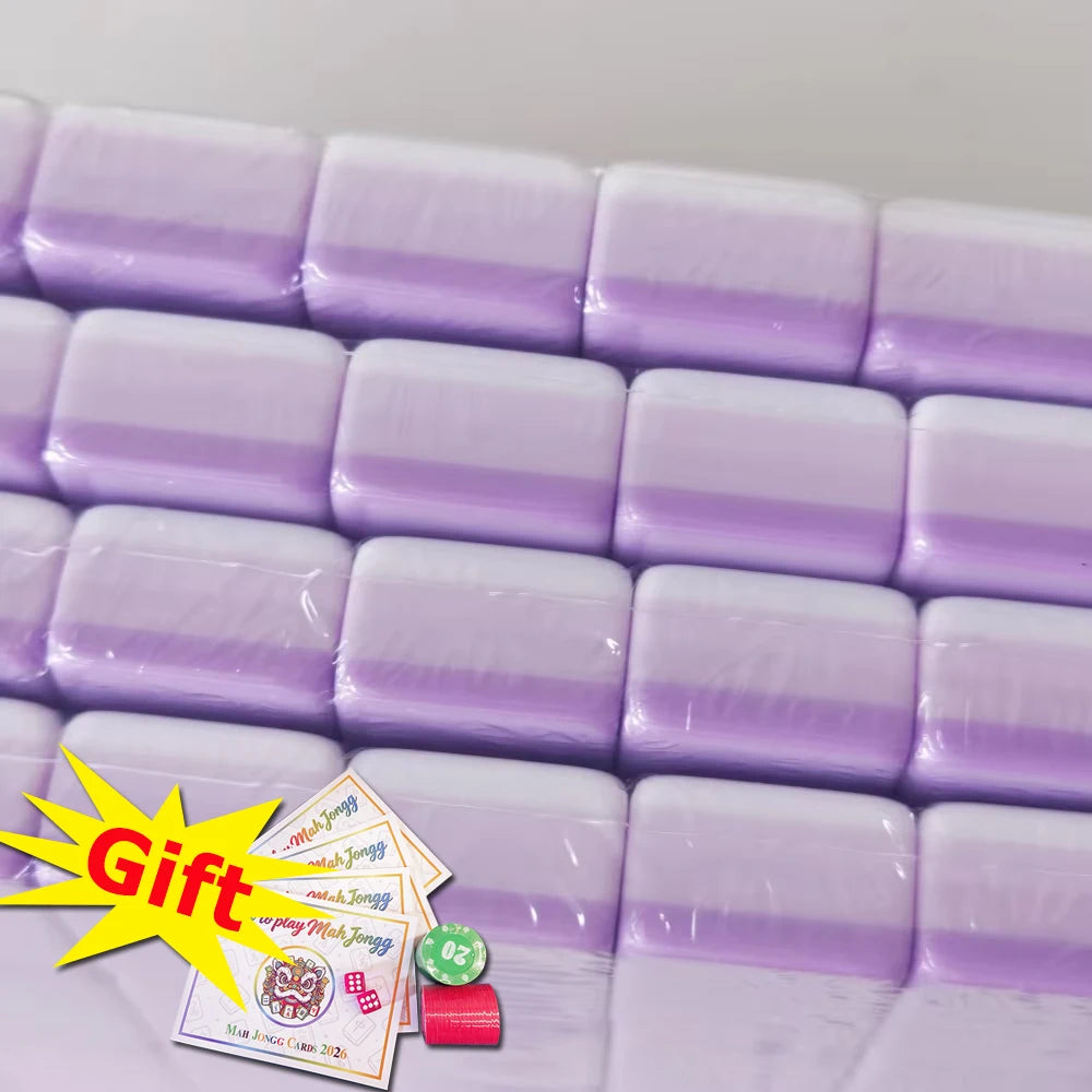 4-Layer Acrylic Light Purple American Mahjong Set Luxury Engraved Mahjong Tiles Portable Mah Jongg Travel Sets for Board Games